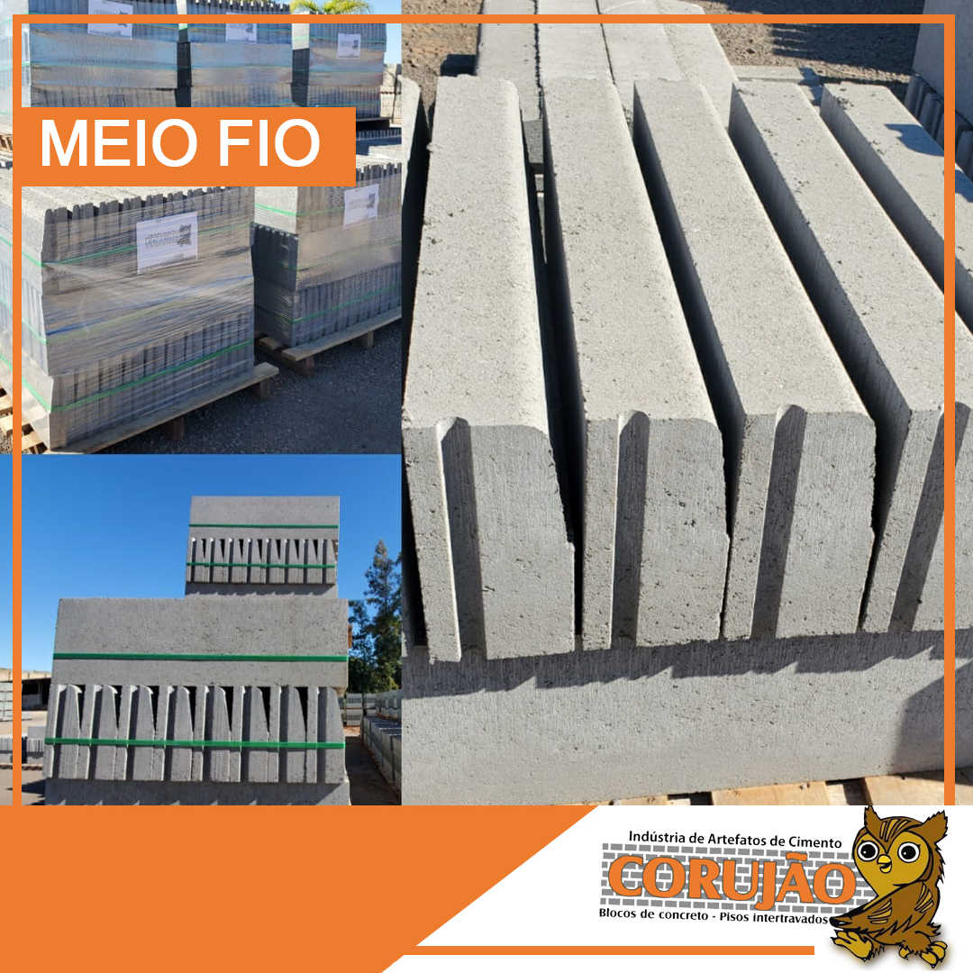 Meio fio CORUJÃO Indústria de Blocos de Concreto e Pisos IntertravadosCORUJÃO Indústria de Meio fio CORUJÃO Indústria de Blocos de Concreto e Pisos IntertravadosCORUJÃO Indústria de